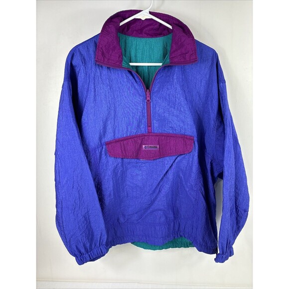 Vintage Columbia Women's Half Zip Pullover Windbreaker Size Medium Radial Sleeve - Picture 1 of 9